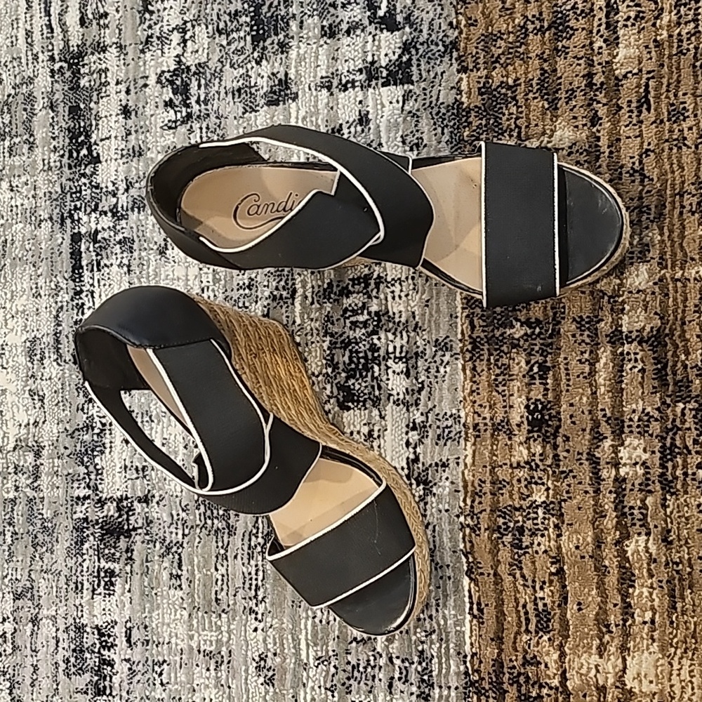 Candies Black & White Wedge Espadrille